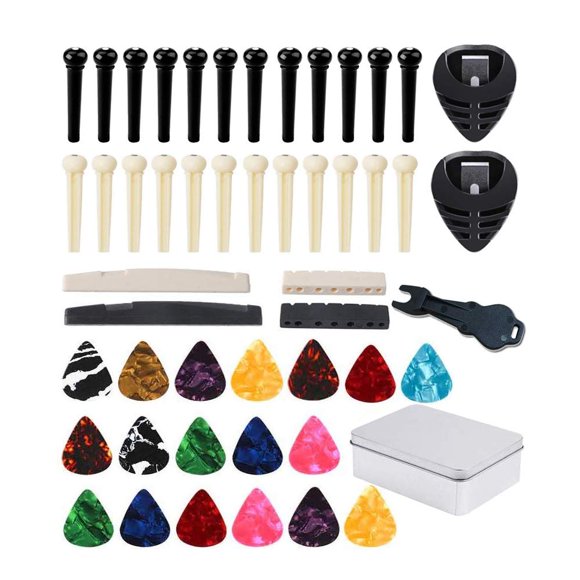 Kit de 50 piezas de pines de puente para guitarra Jinlop con púas y herramientas
