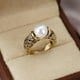 thumbnail image 1 of 14k Gold Plated Vintage Milky Stone Ring for Women - Perfect Promise, Engagement, Wedding, Anniversary, and Birthday Gift, 1 of 4