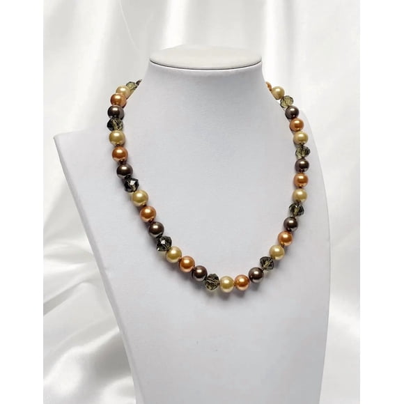 Collar Mallorca mix perlas café 10mm 45cm Broche Timon Acero Quirurgico