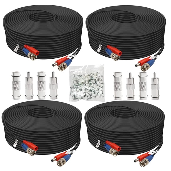 Cable BNC Aimyzii de 200 pies, paquete de 4 unidades para cámaras CCTV y sistemas DVR
