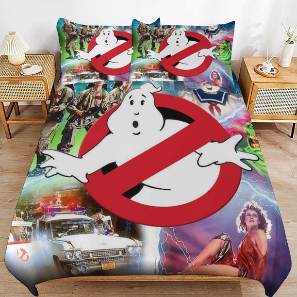 x326 Ghostbusters Bed Duvet Cover Microfiber Bedding Sets 3D Printed Lightweight 3 Piece Comforter Sets, 1 Duvet Cover And 2 Pillow Shams for Kids Boys Girls 79"x90" jn326