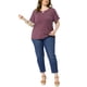 thumbnail image 2 of Agnes Orinda Camisetas de Mujer Tallas Grandes Cuello en V con Muesca Mangas Cortas Enrolladas Camisetas Suaves y Casuales de Verano 2025 4X Burdeos, 2 of 6