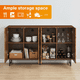 thumbnail image 1 of Modern Art Solid Wood Sideboard,59*16*35inch, Wave Relief Design, Walnut Texture, Iron Legs, Living Room Storage Cabinet, 1 of 3