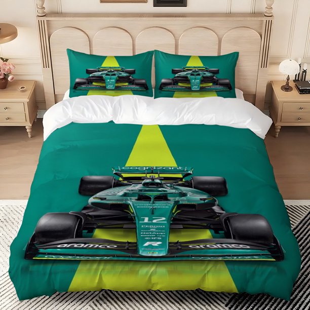 Aston Racing Themed bedding Including 1 Duvet Cover And 2 Pillowcases
