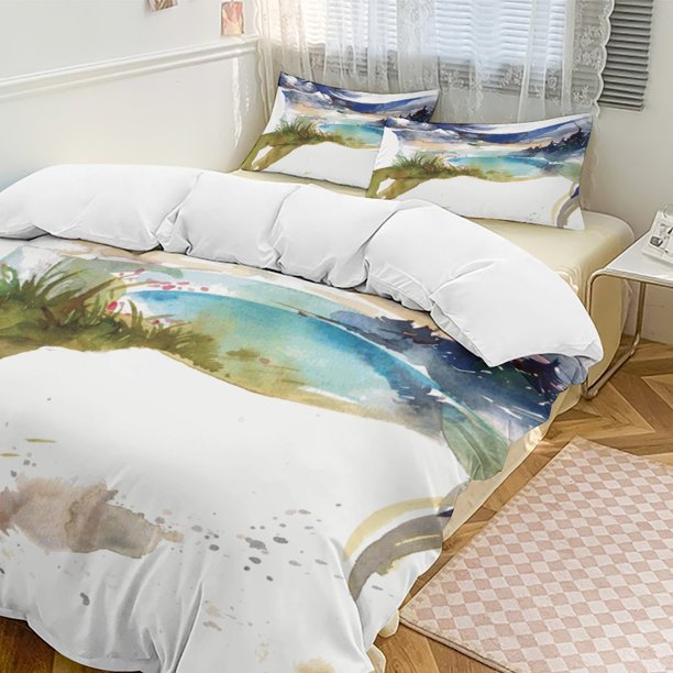 Oil Painting Style 3-Piece Twin Bed Set - Includes 1 Single Comforter And 2 Pillowcases Bedding - Fade Resistant Microfiber - Oil Painting Style