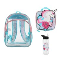 Set De Mochila Bioworld Unicornio Floral Transparente 16"" 5 Piezas