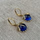 thumbnail image 1 of Vintage Dragonfly Earrings with Inky Blue Moonstone and Brass Glass Cabochon - Perfect Vintage Victorian Gift for Women, 1 of 5