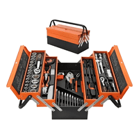 Erux - Caja Herramientas 85 Pcs Niveles Plegable Metal Cromo/85Pcs Naranja