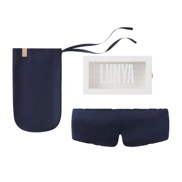 Máscara Para Dormir De Seda Lavable Con Caja Para Mujer Color Azul Oscuro