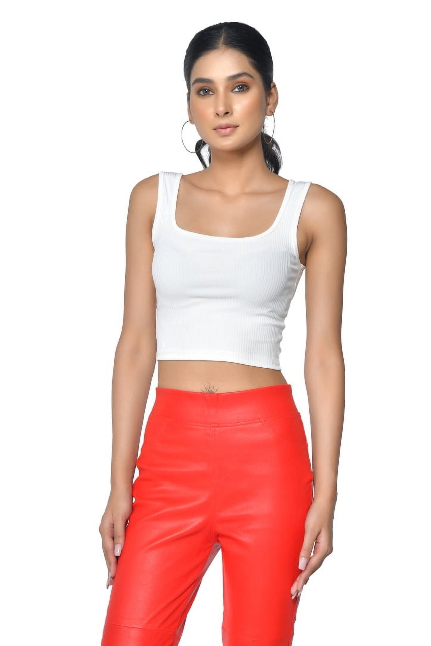 Pantalón Cuero Sharo Classic Leather Rojo Con Bolsillos Mujer