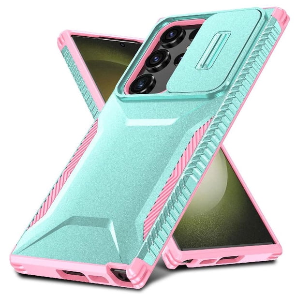 Funda Resistente para Samsung Galaxy S23 Ultra con Tapa Deslizante y Protección Militar Verde