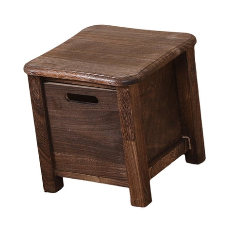 Bothyi - Taburete De Madera Con Almacenamiento Y Bordes Redondeados Para Entrada De Apartamento, 30 X 30 X 30 Cm, Color Marrón