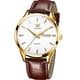 thumbnail image 1 of Reloj OLEVS de cuero marrón dorado impermeable para hombre, 1 of 9