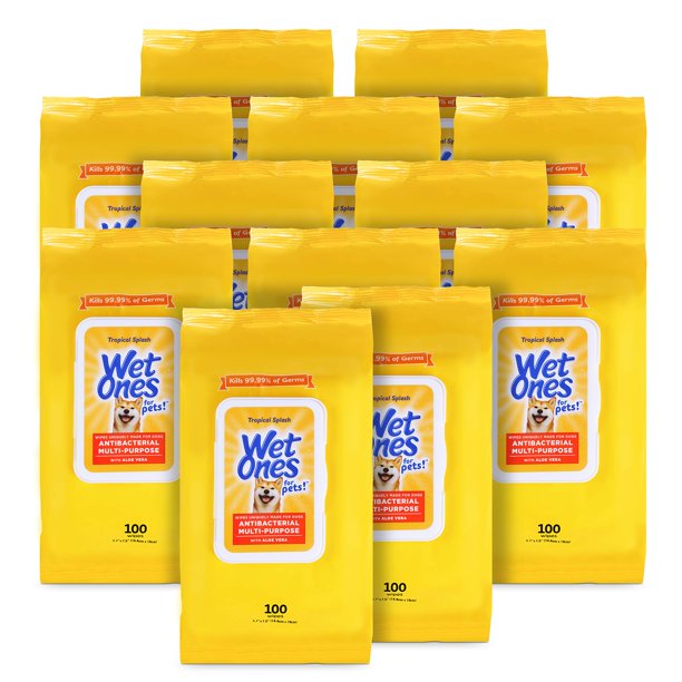 Toallitas húmedas para mascotas, paquete de 12 unidades, 1200 unidades, aloe vera tropical