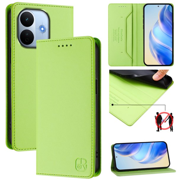Funda Billetera con Soporte para Xiaomi Redmi Note 17 Pro Max 5G Bloqueo RFID Plegable Verde claro