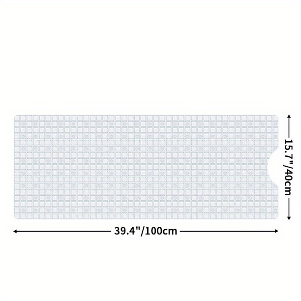 1pc Extra Long Bathtub Mats, Non-Slip Shower Mat With Suction Cups And Drain Holes, Machine Washable Bathroom Mat, 15.7" X 39.4", Bathroom Accessories