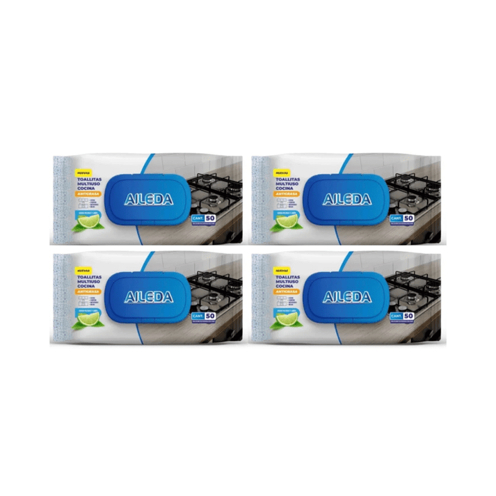 Pack 4 Toallitas Cocina Antigrasa Aileda 50un Multiuso