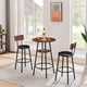thumbnail image 1 of Round bar stool set with shelf, upholstered stool with backrest, Rustic Brown, 23.62'' W x 23.62'' D x 35.43'' H, 1 of 3