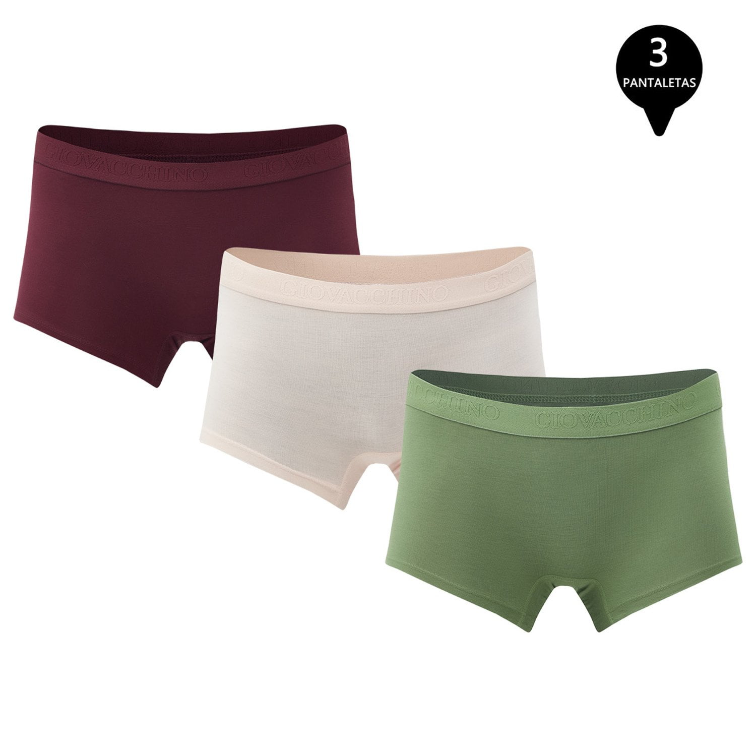 Giovacchino - Pack De 3 Calzones Boxer Pantaleta Bambú Mujer
