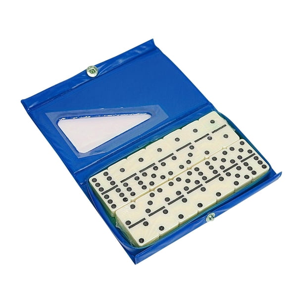 Juego de seis dominó doble, juego de fichas clásicas, juguete de viaje portátil con caja portátil, juego de mesa con números, juego de mesa para niños Azul