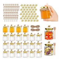 Genérica - 20Pcs Frasco De Vidrio Mini Miel Hexagonal 45 Ml Con Tapa