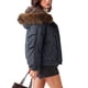 thumbnail image 4 of INSPIRE CHIC Chaqueta de Mujer con Ribete de Piel Sintética, Recortada, Oversize, Ajustable, Forrada de Forro Polar, Grande, Azul Marino, 4 of 6