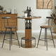 thumbnail image 1 of 3-Piece Bar Table and Stool Set 31.5-inch round bar table with two stools Compact wooden dining bar with metal ring footrest Ideal for restaurants, cafes, bars, living rooms, and small spaces,Walnut, 1 of 3