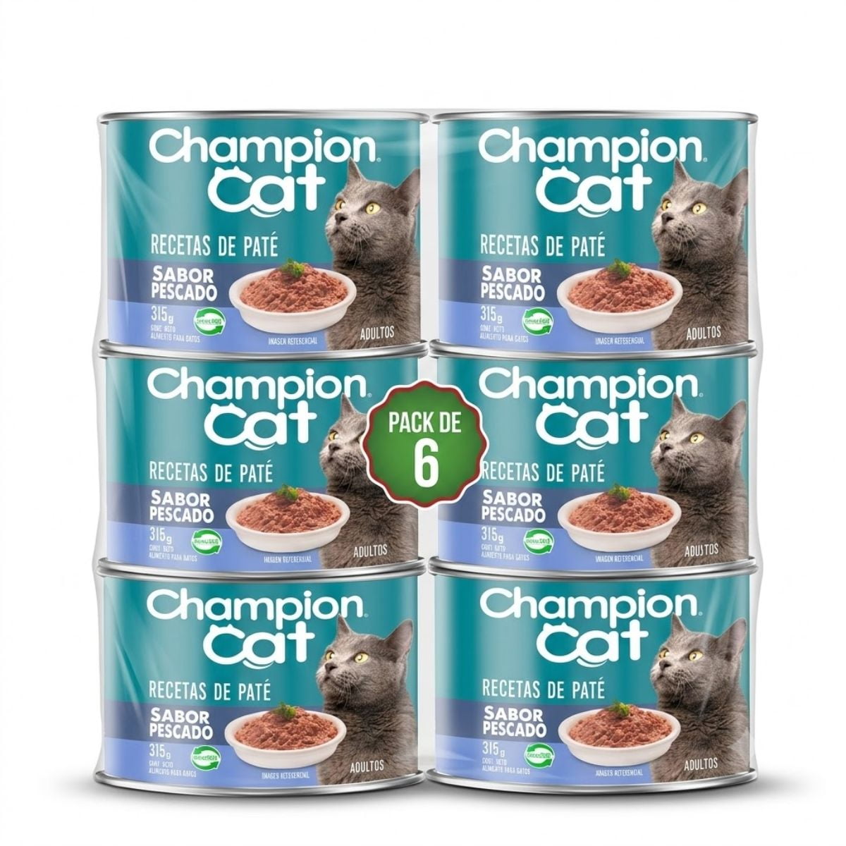 Pack 6 Latas Champion Cat Alimento Húmedo Gato Adulto Sabor Pescado
