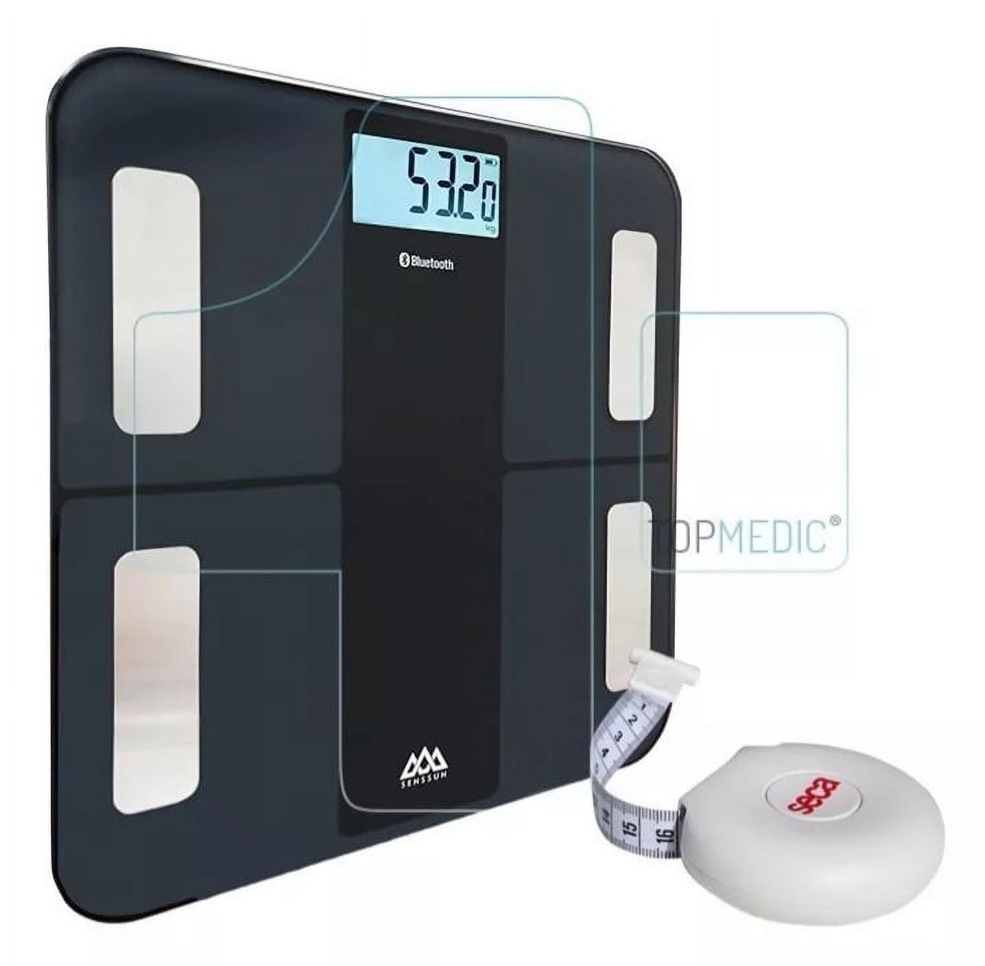 Topmedic - Balanza Pesa Inteligente + Cinta Metrica Seca 201