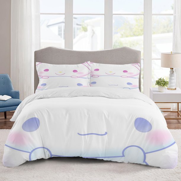 Cinnamoroll Bedding Sets Cartoon Duvet Cover Lightweight 3 Piece Bet Sets for Kids Boys Girls
