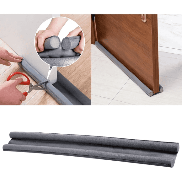 Burlete Doble Para Puerta Gris Aislante De Frío Y Polvo