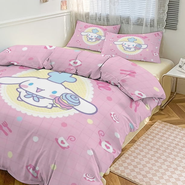 Cute Cinnamoroll Cartoon Duvet Cover Set Bedding Set 1 Duvet Cover And 2 Pillowcases 3D Cartoon Dog Printed Comfortable And Ultra Soft Bed Set Room Decor for Bedroom