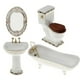 thumbnail image 1 of Juego De Baño De Cerámica Blanca De 4 Piezas, Muebles 1/12, Kits De Miniatura De Casa De Muñecas # 1, 1 of 2