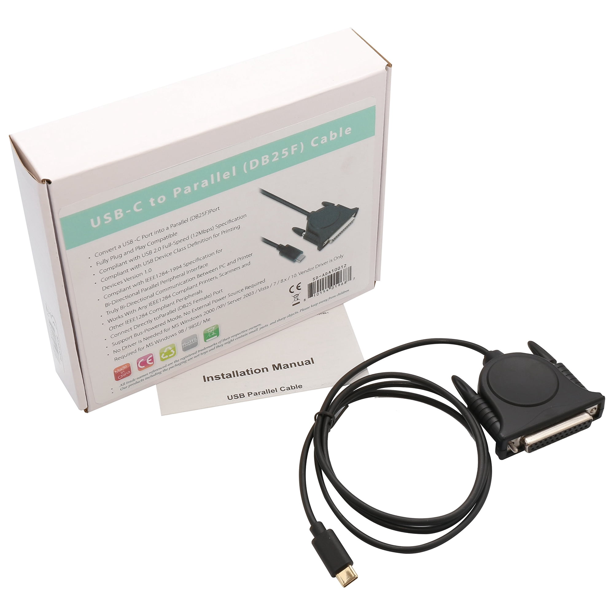 Impresora Usb Tipo C A Cable Hembra Paralelo Syba Sd-ada10012