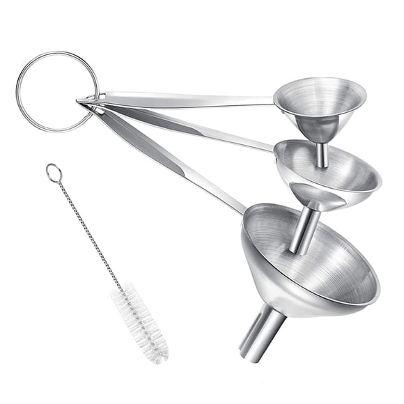 Set de embudos BLIGKO de acero inoxidable para llenar botellas, 3 unidades