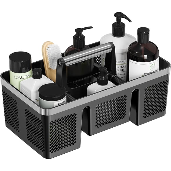 Organizador de Ducha BYUNER de Plástico 4 Compartimentos Negro/Plateado