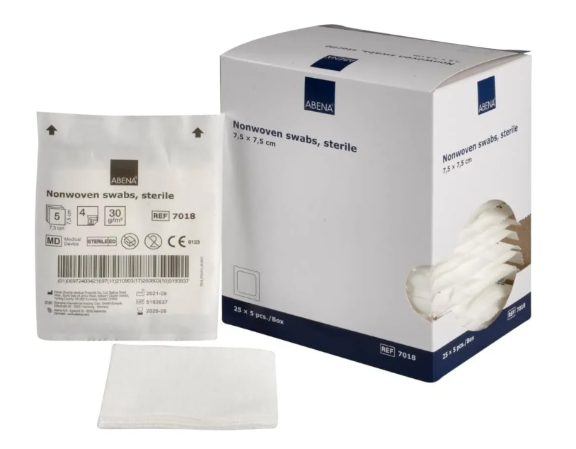 Gasa No Tejida Estéril 7,5X7,5 - Caja De 125 Unidades Abena