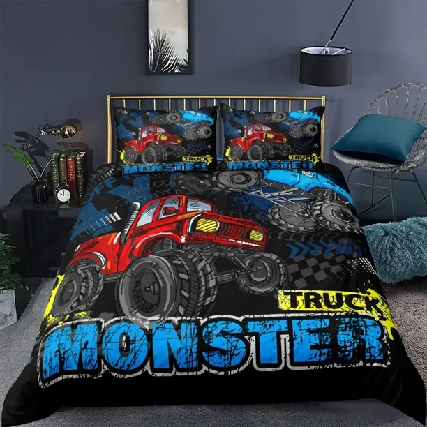 Bed Sheets ed Monster Truck Bedding Set Boys Girls Size Duvet Cover Pillowcase Bed Kids Adult Fashion Home Textileextile Bed Sheets