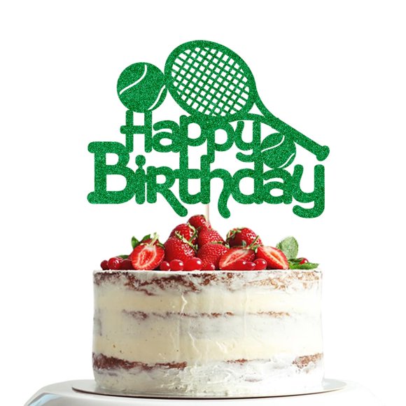 Adorno para pastel Dxsdgetue Tenis Feliz Cumpleaños Verde