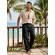 thumbnail image 2 of INSPIRE CHIC Pantalones de Lino Transpirables con Botones y Cintura Ajustable para Hombre, Casuales y Ligeros, Talla 36 Negro, 2 of 6