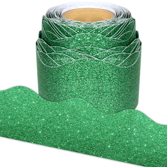Borde decorativo con purpurina verde para tablero de anuncios Leezead 20 m