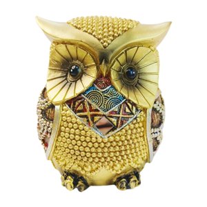 Bothyi - Estatua Decorativa De La Estatua Del Dormitorio Patio De La Escultura Del Dormitorio Figurado De Búho En Miniatura Dorada
