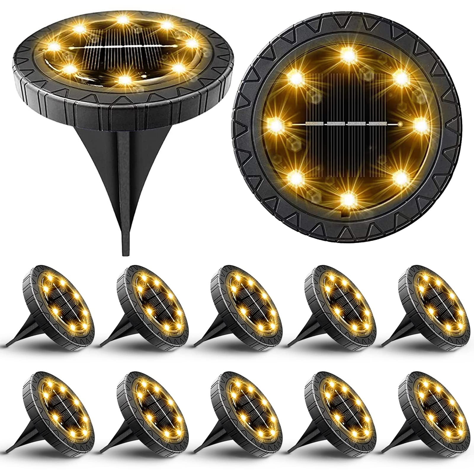 Kdorrku - Luces Solares De Jardín Paquete De 12 Unidades Led Impermeables Blanco Cálido