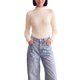 thumbnail image 1 of INSPIRE CHIC Suéter de Mujer con Empalme de Punto Cuello Simulado Falso de Dos Piezas Mangas Largas Otoño Invierno Ajuste Ceñido Volante Encaje Ribeteado Jersey Grande Albaricoque, 1 of 6
