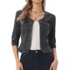 thumbnail image 1 of INSPIRE CHIC Chaquetas de Jean de Mezclilla Recortadas sin Cuello de Manga 3/4 para Mujer Gris Oscuro M, 1 of 6