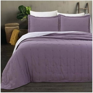 Top Lucky - Cubrecama De Algodon King Liso Morado