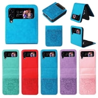 Funda Tipo Cartera Foxdock Para Samsung Galaxy Z Flip 4 , Diseño Girasol En Relieve, Cuero Pu, Cierre Magnético, Soporte Y Tarjetero