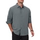 thumbnail image 4 of Camisas formales para hombres con cuello de cuadros, manga larga, camisa de vestir abotonada, L gris, 4 of 6