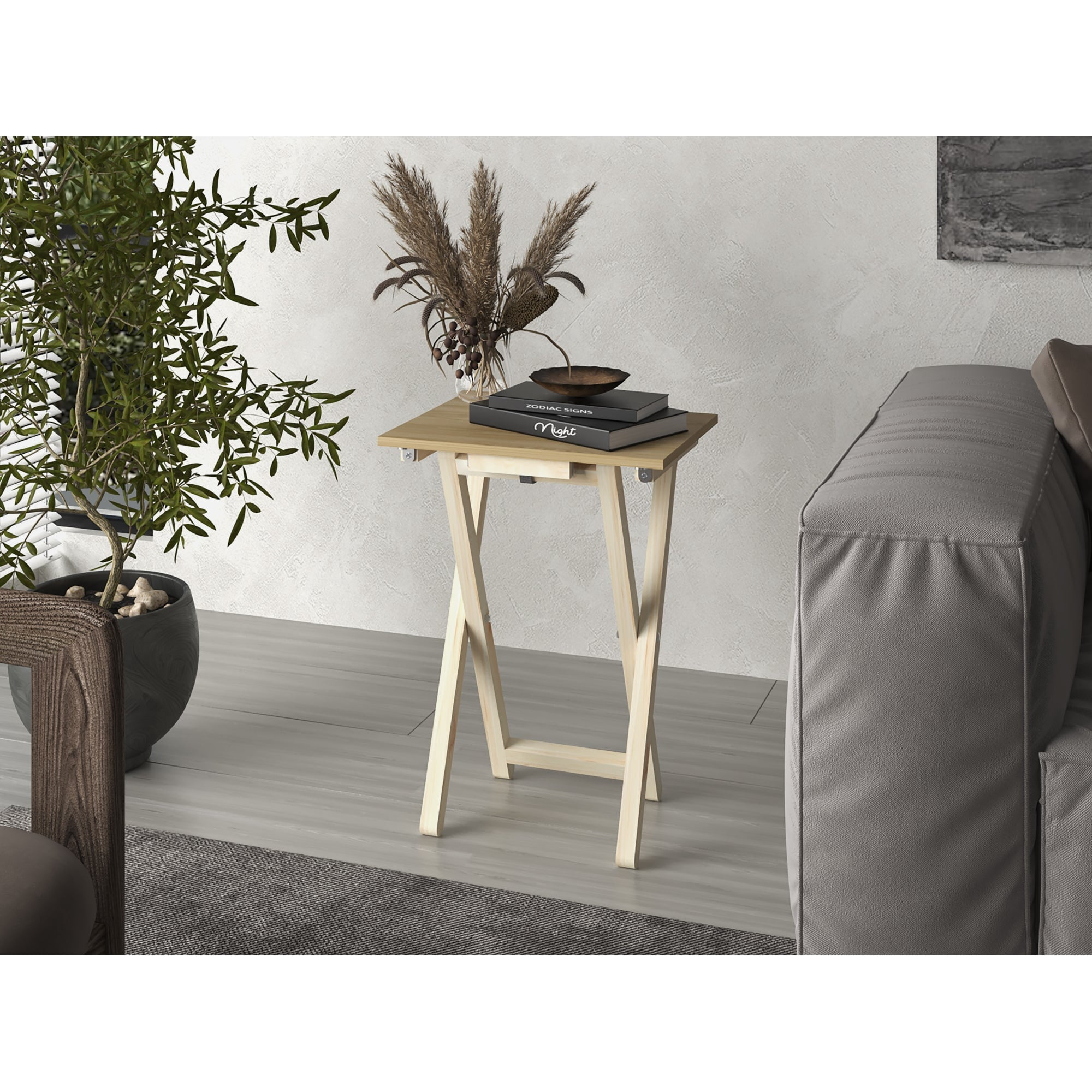 Tuhome - Mesa Plegable Otis 65,7x47,9x35 Cm Fresno