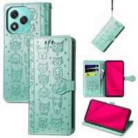 Funda Cartera Foxdock Para Honor 400 Lite , Flip Pu Con Relieve De Gatos Y Perros, Tarjetero Y Soporte